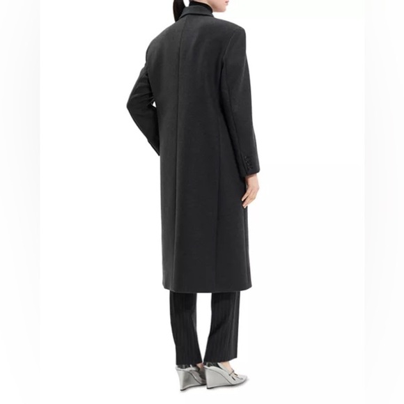 Theory Melton double-breasted wool blend coat charcoal grey - Picture 3 of 8